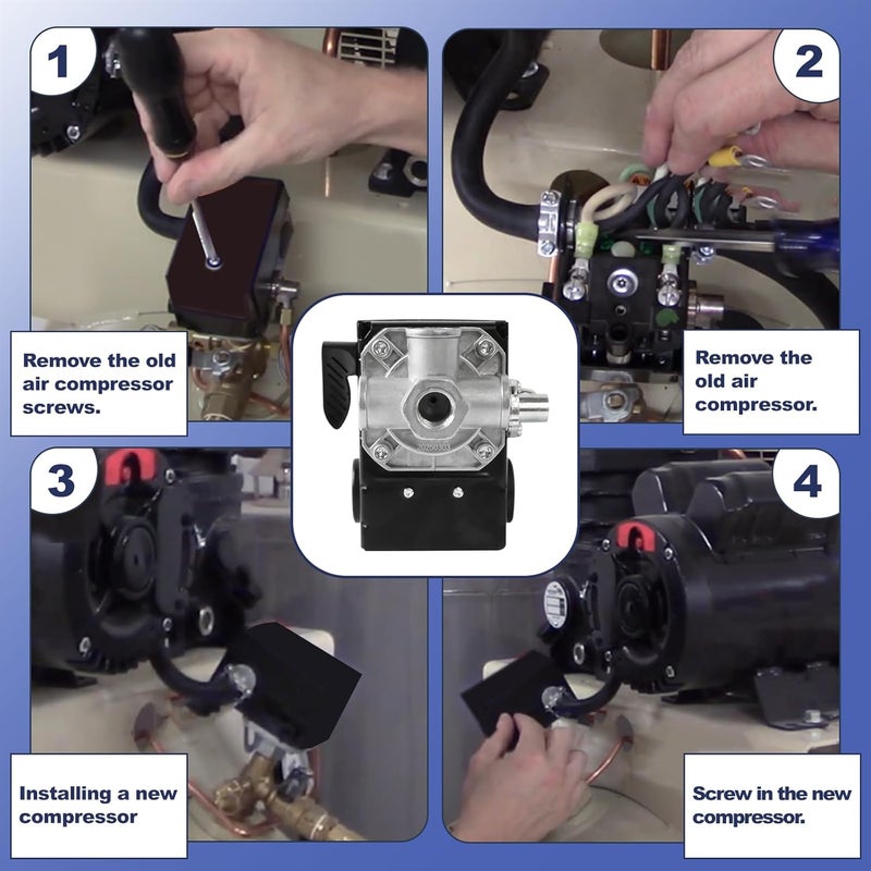 uhzz 23474570 Pressure Switch Two Stage Compressor - for Ingersoll-Rand Air Compressor Pressure Switch 2340, 2475, 2545, 7100 W/Unloader and On/Off - Image 5